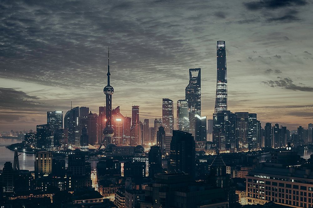 Shanghai Skyline art print by Artographie for $57.95 CAD