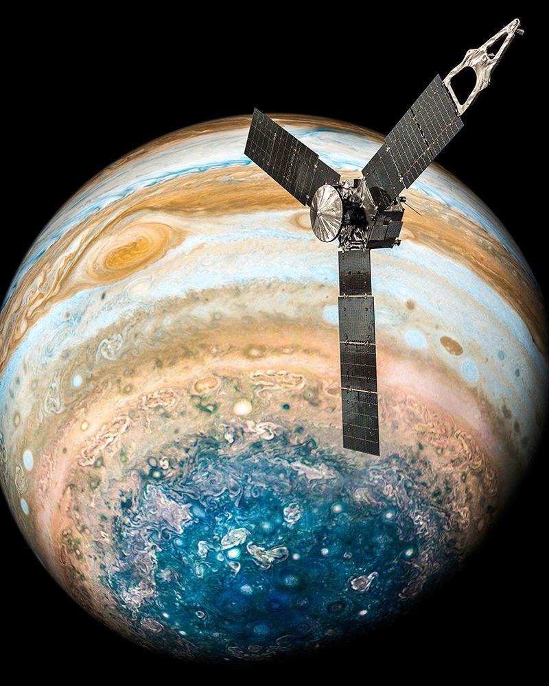 Artist Illustration of Juno Over Jupiters South Pole art print by NASA for $57.95 CAD