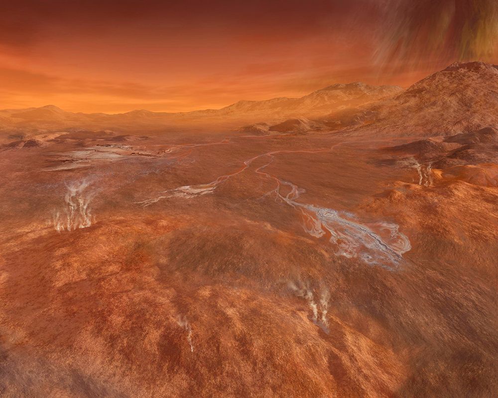 Artists Concept of a Rainy Day at Hotei Arcus - Mars art print by NASA for $57.95 CAD
