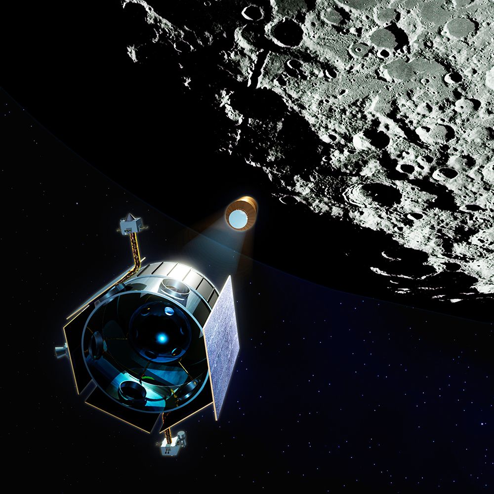 Lunar Crater Observation and Sensing Satellite Crashing into the Moon art print by NASA for $57.95 CAD
