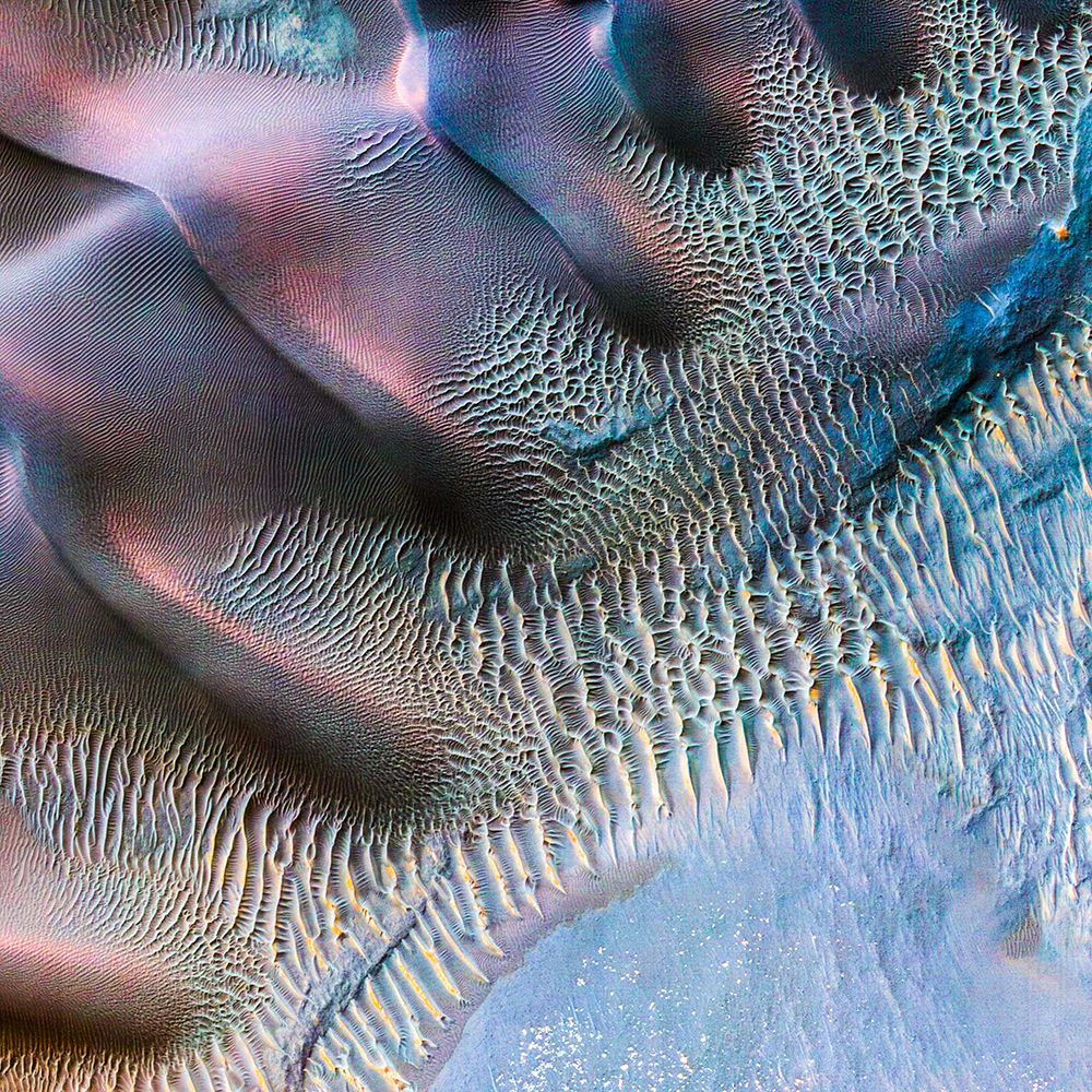 Sand Dunes Trapped in an Impact Crater in Noachis Terra - Mars art print by NASA for $57.95 CAD