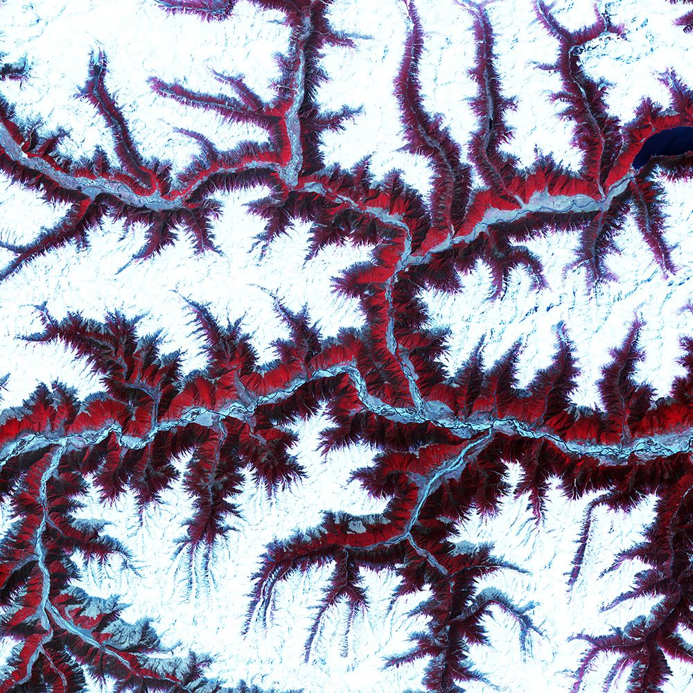 Snow-capped Peaks and Ridges of the Eastern Himalaya Mountains art print by NASA for $57.95 CAD