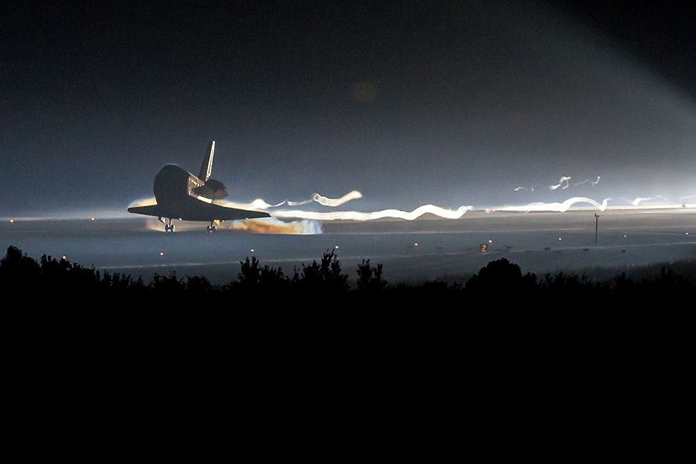 Space Shuttle Atlantis touches down at NASAs Kennedy Space Center 2011 art print by NASA for $57.95 CAD