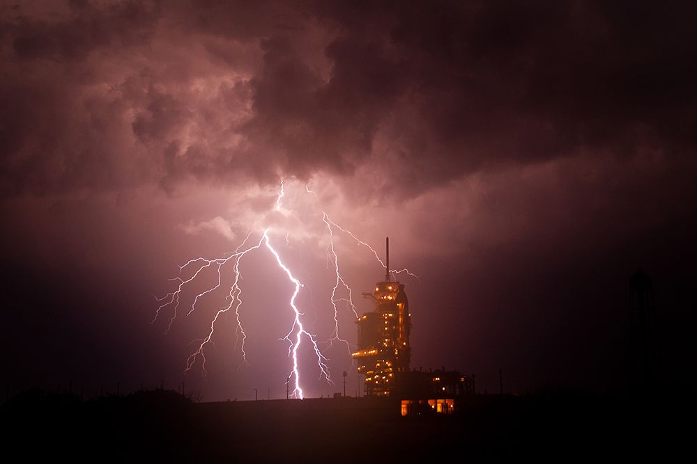The Endeavour at Launch Pad 39a as a Storm Passes 2011 art print by NASA for $57.95 CAD