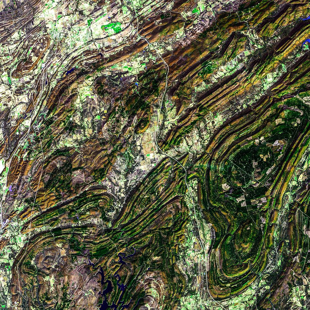 The Ouachita Mountains in Southeast Oklahoma from Space art print by NASA for $57.95 CAD