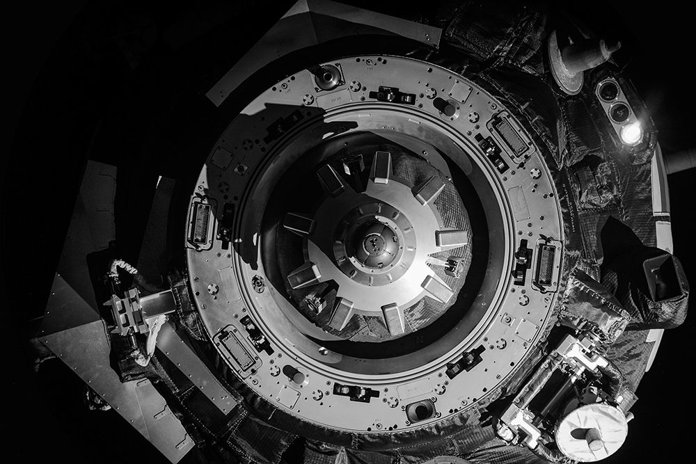 The Soyuz TMA-09M spacecraft departs from the ISS BW art print by NASA for $57.95 CAD