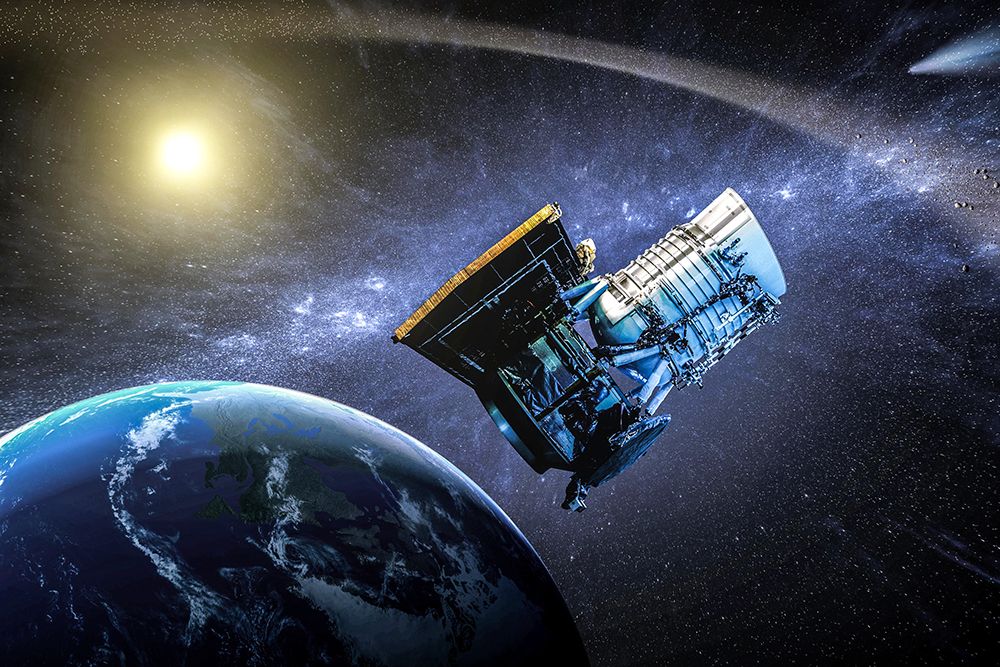 WISE Spacecraft - in its orbit around Earth Aug 21st - 2013 art print by NASA for $57.95 CAD