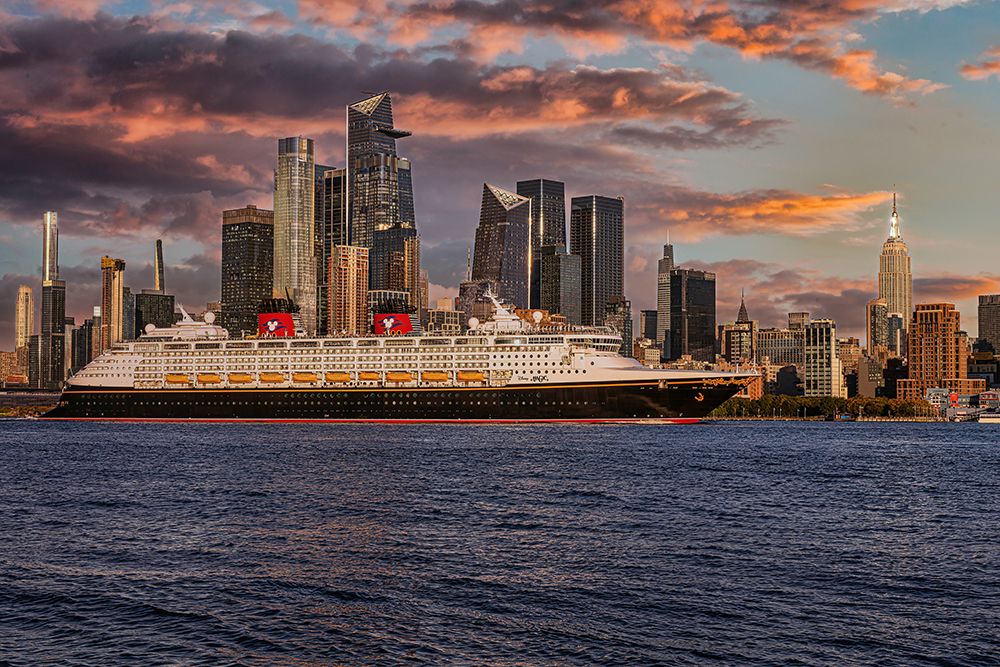 Disney Cruise Ship Passes Mid-Manhattan Skyline art print by Franklin Kearney for $57.95 CAD