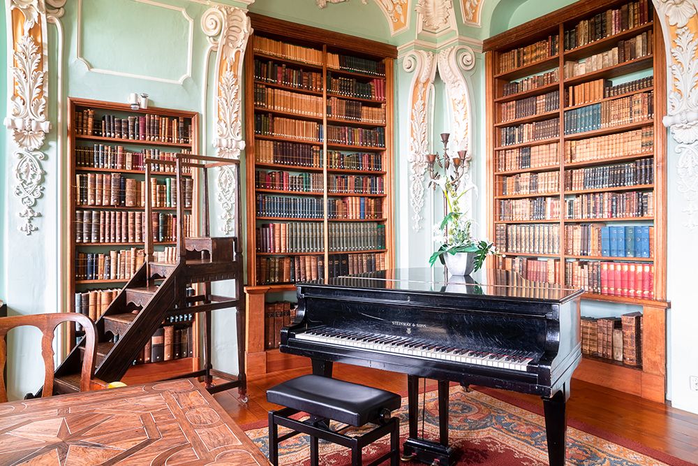 Piano in Rococo Library art print by Roman Robroek for $57.95 CAD