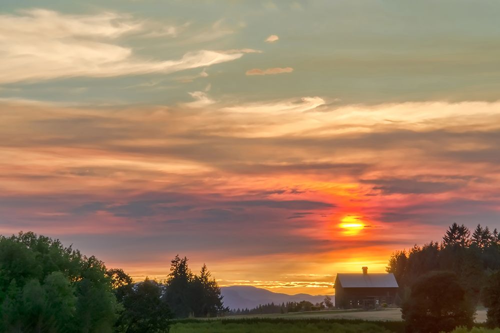 Barn on the Ridge at Sunset art print by Don Schwartz for $57.95 CAD