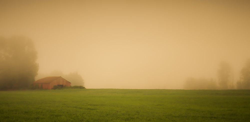 Red Barn in the Fog art print by Don Schwartz for $57.95 CAD