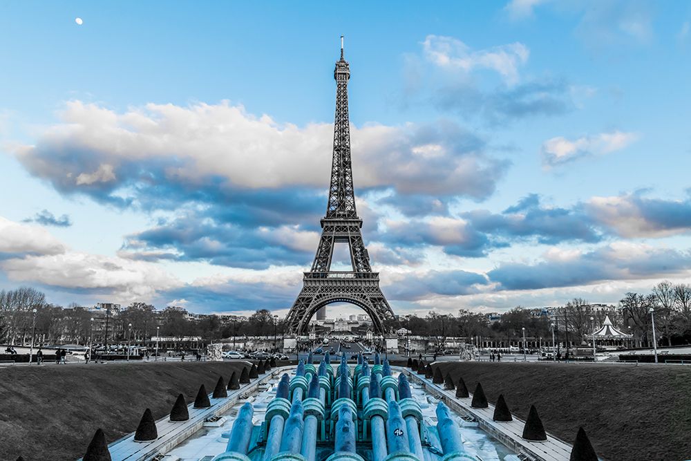 Eiffel Tower Day Moon art print by Richard Silver for $57.95 CAD