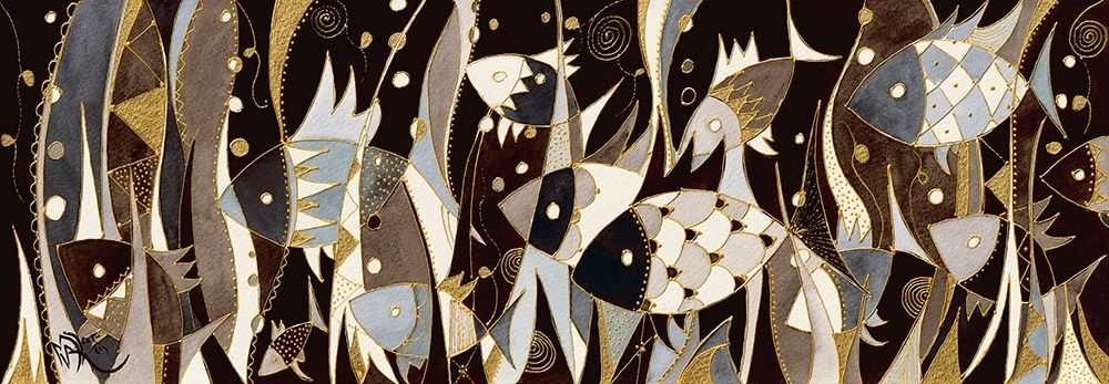 Poissons noir et gris art print by Martine Wentzeis for $57.95 CAD