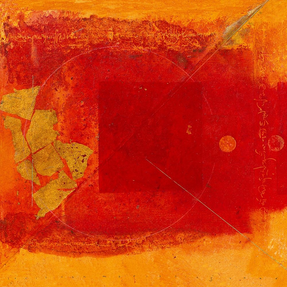 Red square with circle and gold art print by Louis van Marissing for $57.95 CAD
