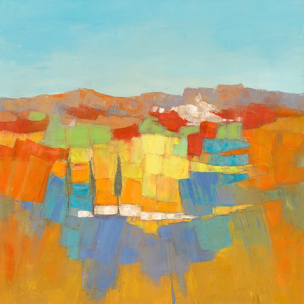 Le village aux 3 cypres art print by Regine Pivier-Attolini for $57.95 CAD