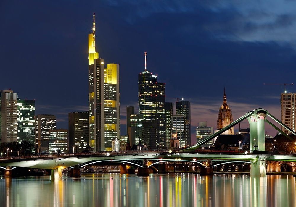 Frankfurt Main Skyline Abend art print by Rolf Fischer for $57.95 CAD
