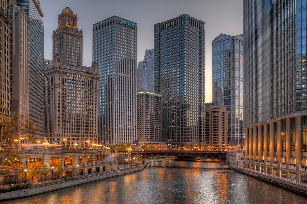 Peaceful Chicago art print by Aurelien Terrible for $57.95 CAD