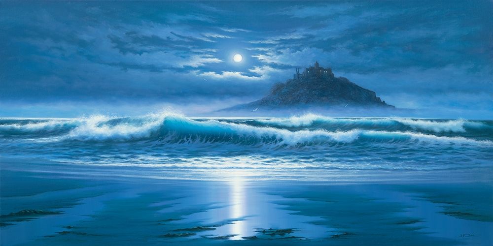 Moonlit St Michaels Mount art print by John F Sim for $57.95 CAD