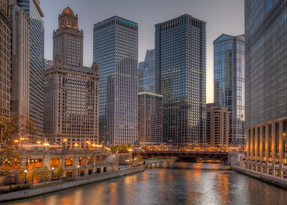 Peaceful Chicago art print by Aurelien Terrible for $57.95 CAD