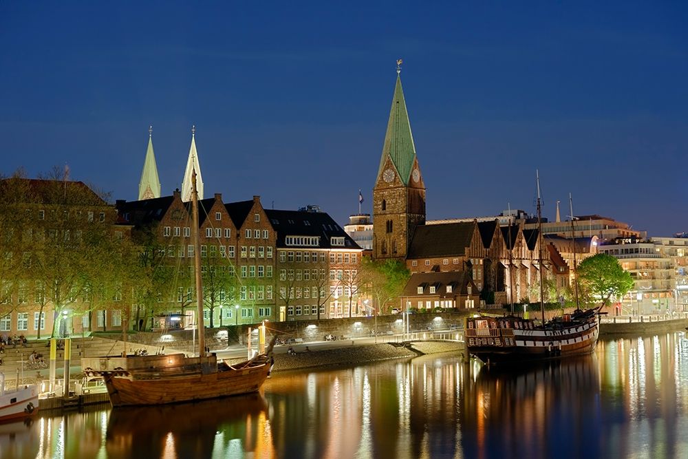 Bremen Hafen bei Nacht art print by Rolf Fischer for $57.95 CAD