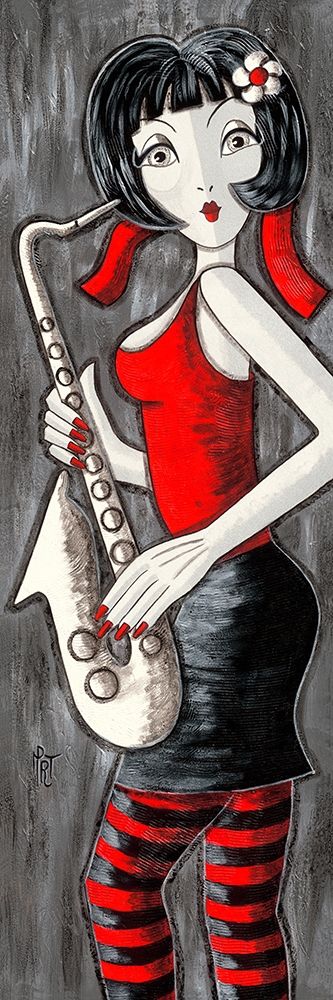 Brune au saxophone art print by MIROTA for $57.95 CAD