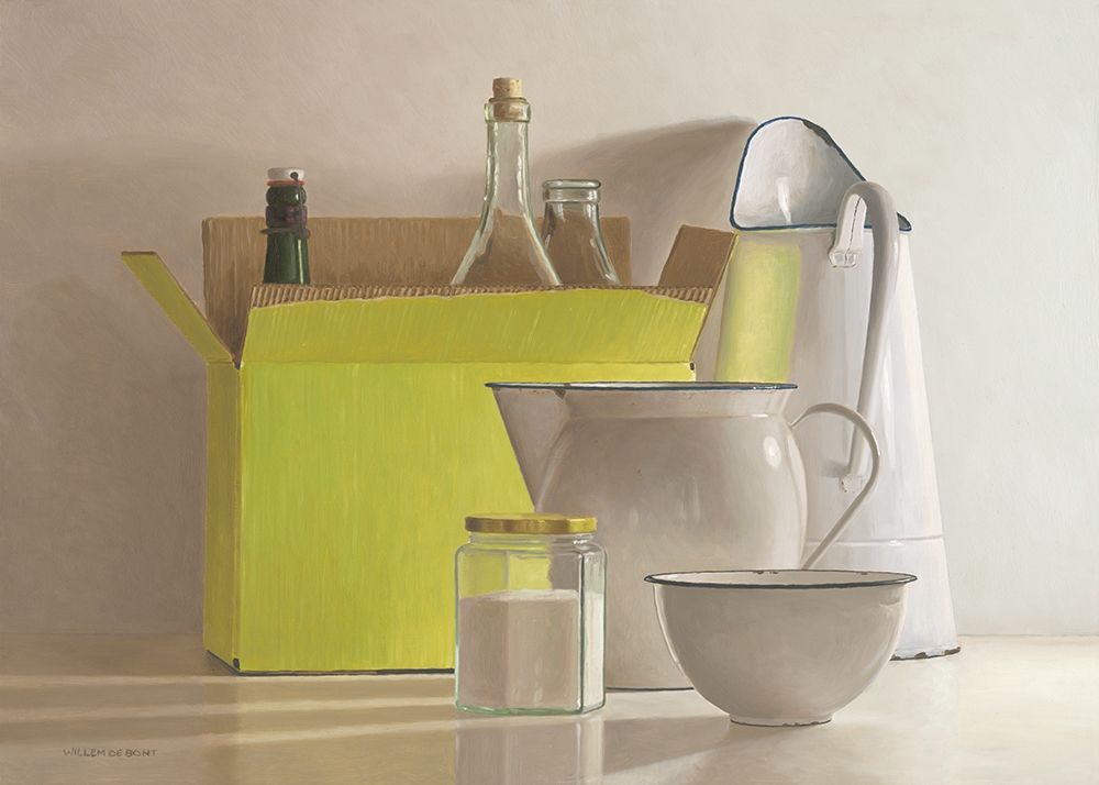 Still life with yellow box-bottles and art print by Willem de Bont for $57.95 CAD