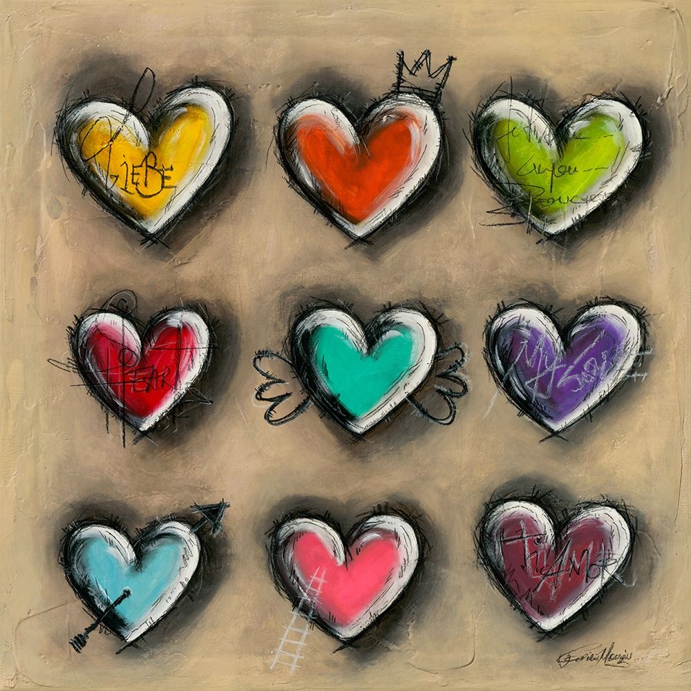 Colored Hearts III art print by Carine Mougin for $57.95 CAD