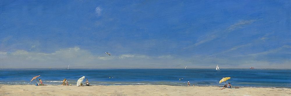 Mothers with Children at the Beach art print by Alberto Valentini for $57.95 CAD