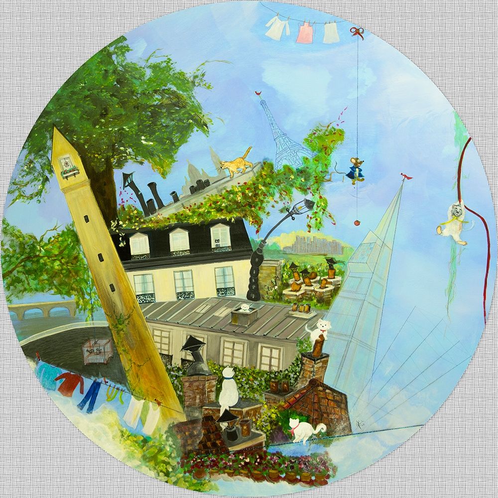 Cache-cache sur les toits de Paris art print by Genevieve Naudin for $57.95 CAD