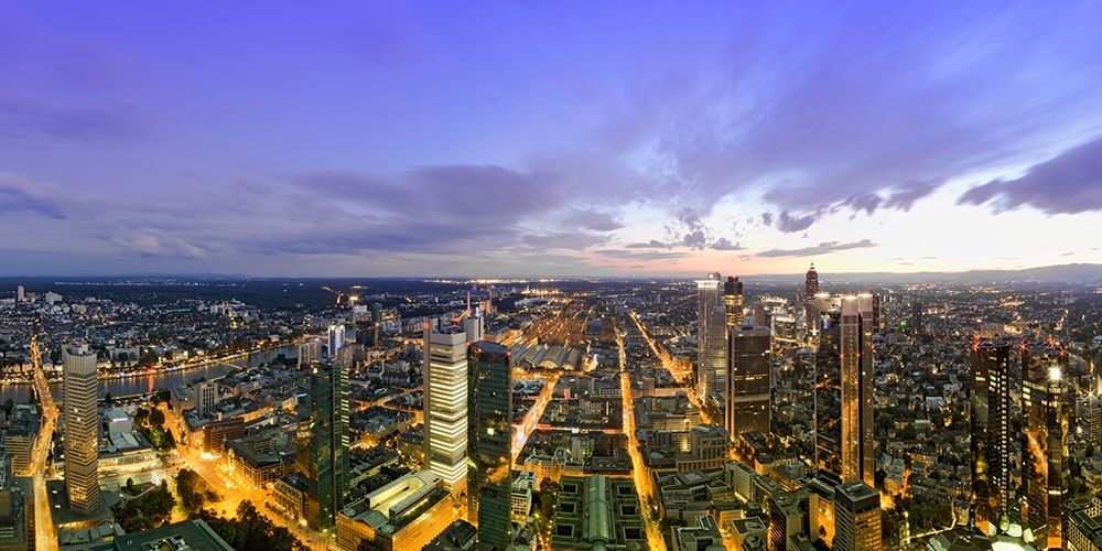 Frankfurt Panorama beleuchtet Panoramadetail art print by Rolf Fischer for $57.95 CAD
